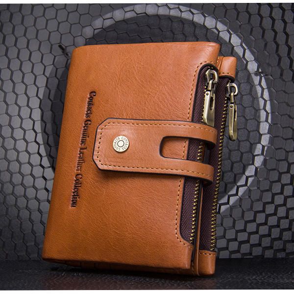 Hombres Mujeres Vintage Cartera De Cuero Genuino Tarjetero Monedero Bolsa