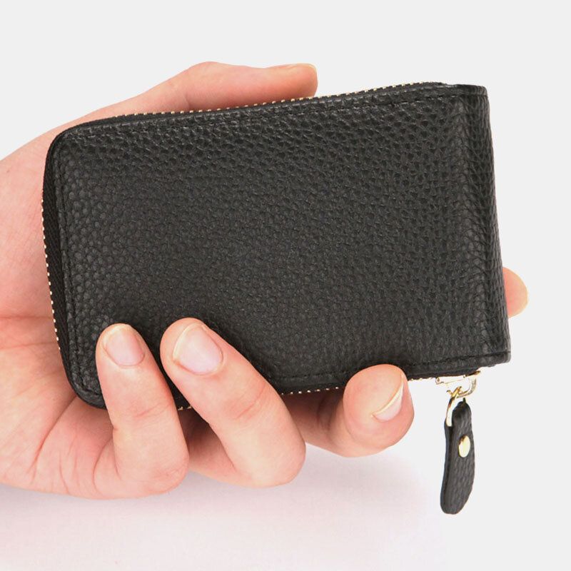 Hombres Pu Cuero Rfid Antirrobo Mini Carteras Pequeñas Monedero Organizador Estuche Para Tarjeta Clip De Dinero