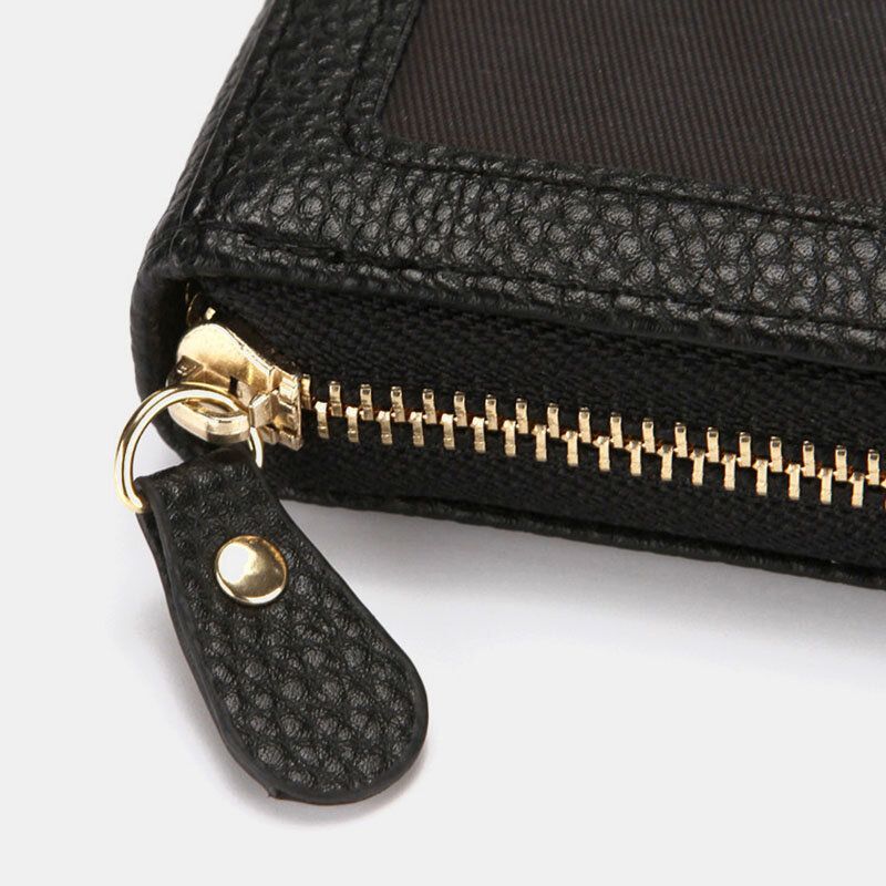 Hombres Pu Cuero Rfid Antirrobo Mini Carteras Pequeñas Monedero Organizador Estuche Para Tarjeta Clip De Dinero