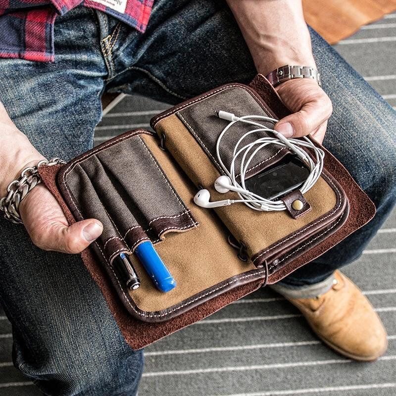 Hombres Vintage Multifuncional Casual Tarjetero Sólido Bolsa De Teléfono Cartera Larga Para Negocios Al Aire Libre