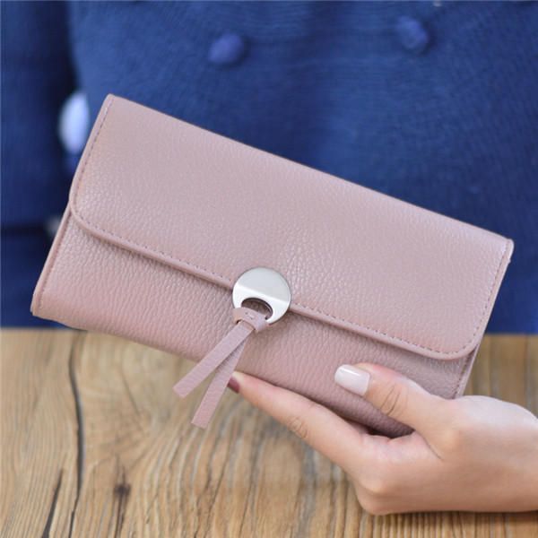 Lichee Pattern Hasp Long Wallet 3 Monedero Doblado Titular De La Tarjeta Coin Bags 5.5 Pulgada Funda Para Teléfono Para Iphone 7p