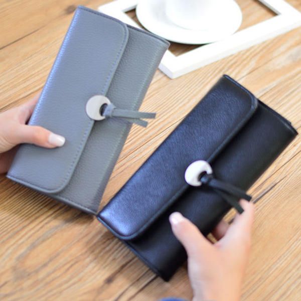 Lichee Pattern Hasp Long Wallet 3 Monedero Doblado Titular De La Tarjeta Coin Bags 5.5 Pulgada Funda Para Teléfono Para Iphone 7p