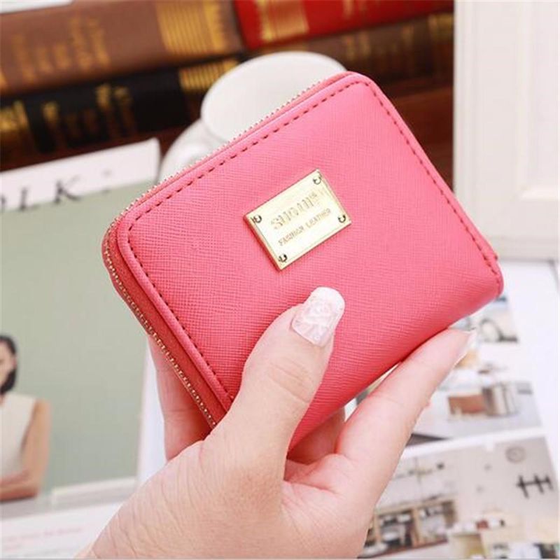 Mini Cartera Corta Para Mujer Tarjetero De Cuero Monedero Monedero Bolso De Mano