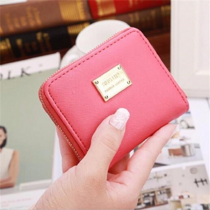 Mini Cartera Corta Para Mujer Tarjetero De Cuero Monedero Monedero Bolso De Mano