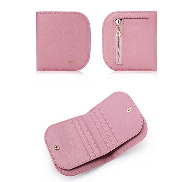 Monedero Lindo Mini Billetera De Cuero Genuino Para Mujer Con 6 Ranuras Para Tarjetas