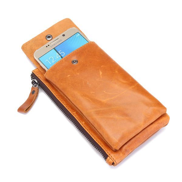 Mujer Cuero Genuino Ligero 5.5 Pulgadas Bolso Para Teléfono Cartera Embrague Informal