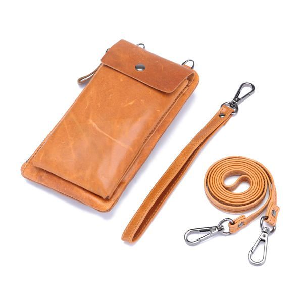 Mujer Cuero Genuino Ligero 5.5 Pulgadas Bolso Para Teléfono Cartera Embrague Informal