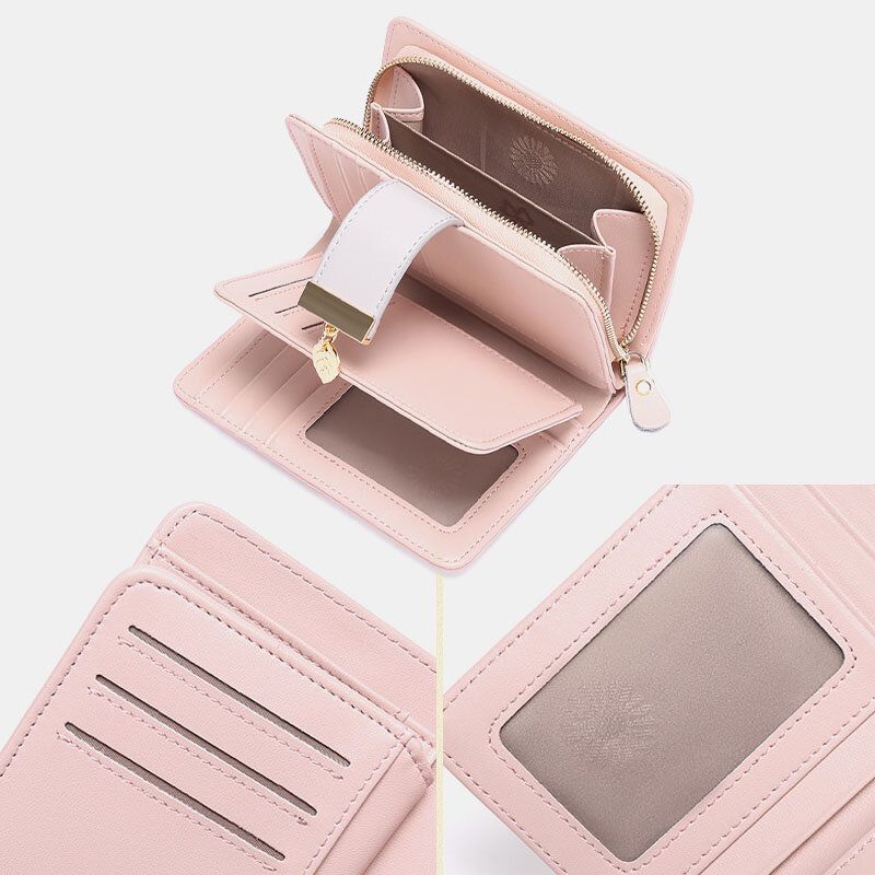 Mujeres De Cuero Genuino Rfid Antirrobo Multi-ranuras Billetera Plegable Monedero Embragues Bolsa