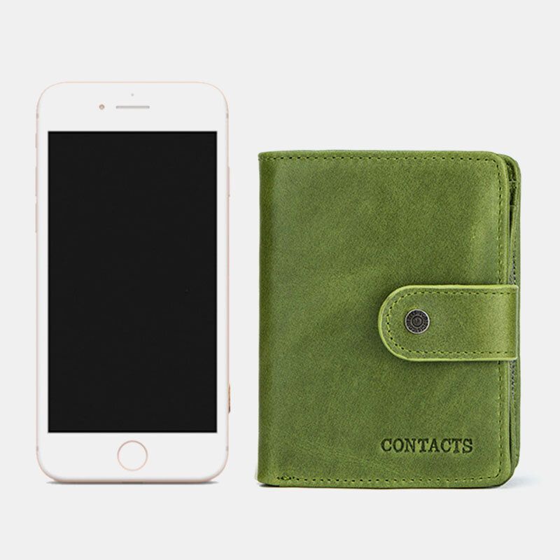 Mujeres De Cuero Genuino Rfid Multi-función Multi Ranuras Para Tarjetas Casual Color Sólido Breve Tarjetero Cartera