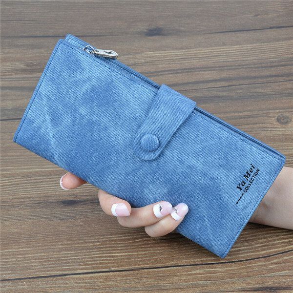 Mujeres Denim Long Wallet Hasp Purse 10 Tarjetero 5.5 Pulgada Bolsas De Teléfono Para Iphone Huawei