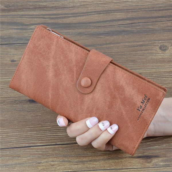 Mujeres Denim Long Wallet Hasp Purse 10 Tarjetero 5.5 Pulgada Bolsas De Teléfono Para Iphone Huawei