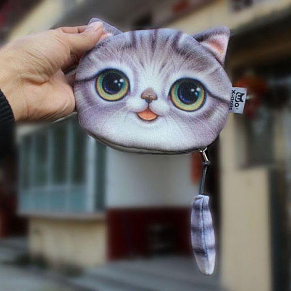 Mujeres Lindo Gato Billetera Monedero Moda Mini Bolso Monedero