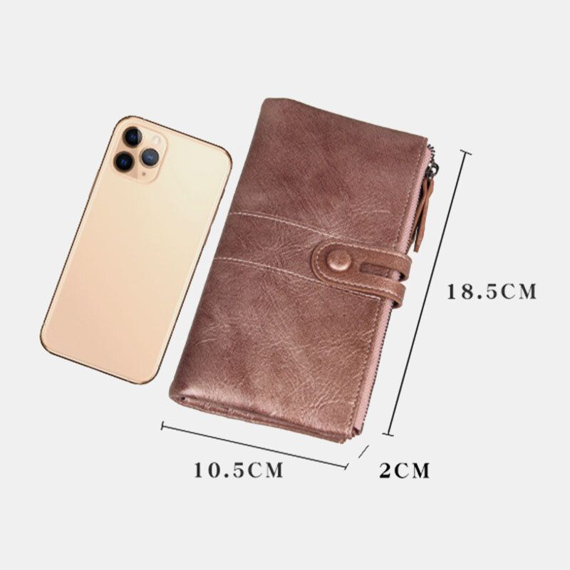 Mujeres Multi-ranuras 12 Ranuras Para Tarjetas Cremallera Bifold 6.3inch Phone Long Wallet