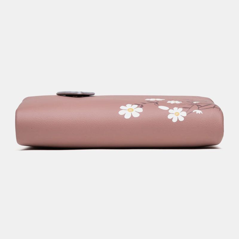 Mujeres Pu Cuero Estampado Floral Casual Mini Easy Carry Money Clip Portatarjetas Cartera