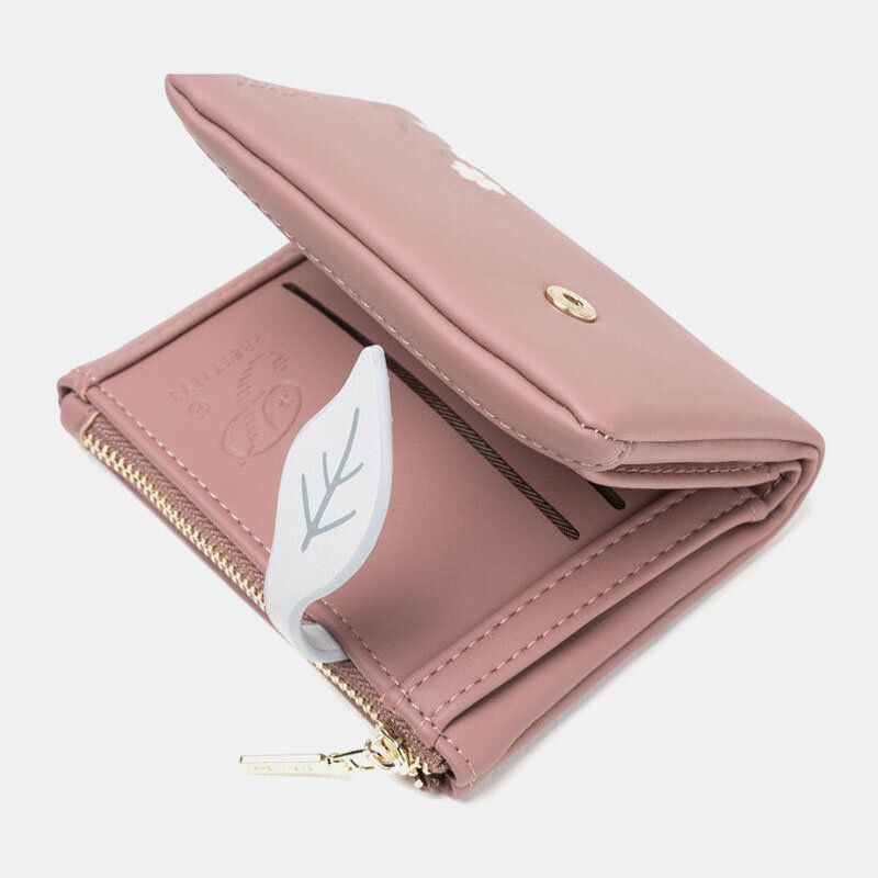 Mujeres Pu Cuero Estampado Floral Casual Mini Easy Carry Money Clip Portatarjetas Cartera