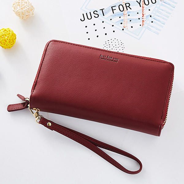 Mujeres Pure Color Long Walllet Tarjetero Bolsa De Teléfono Monedero