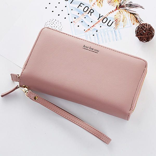 Mujeres Pure Color Long Walllet Tarjetero Bolsa De Teléfono Monedero