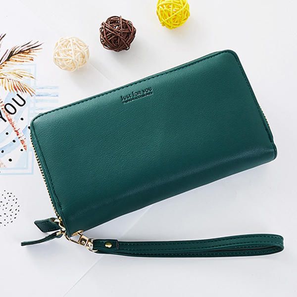 Mujeres Pure Color Long Walllet Tarjetero Bolsa De Teléfono Monedero