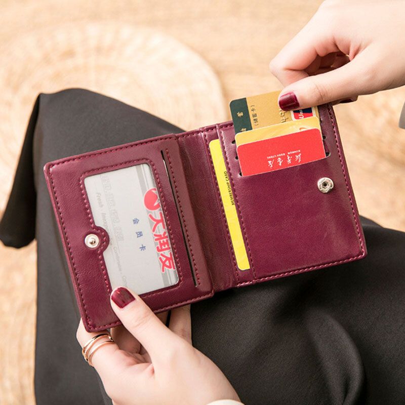 Mujeres Retro Mni Bifold Bifold Multi-card Slot Tarjetero Cartera