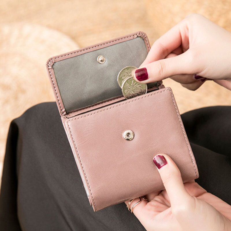 Mujeres Retro Mni Bifold Bifold Multi-card Slot Tarjetero Cartera