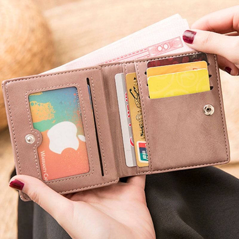 Mujeres Retro Mni Bifold Bifold Multi-card Slot Tarjetero Cartera