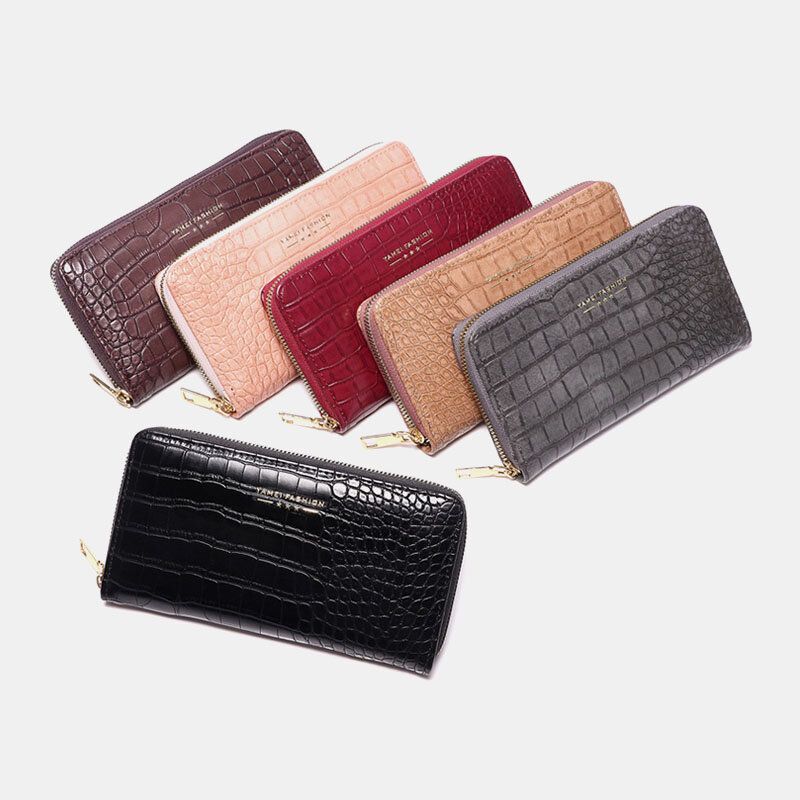 Patrón De Cocodrilo De Cuero De Imitación Para Mujer Casual Multi-ranura 6.3 Pulgadas Bolsa De Teléfono Cartera De Embrague Cartera