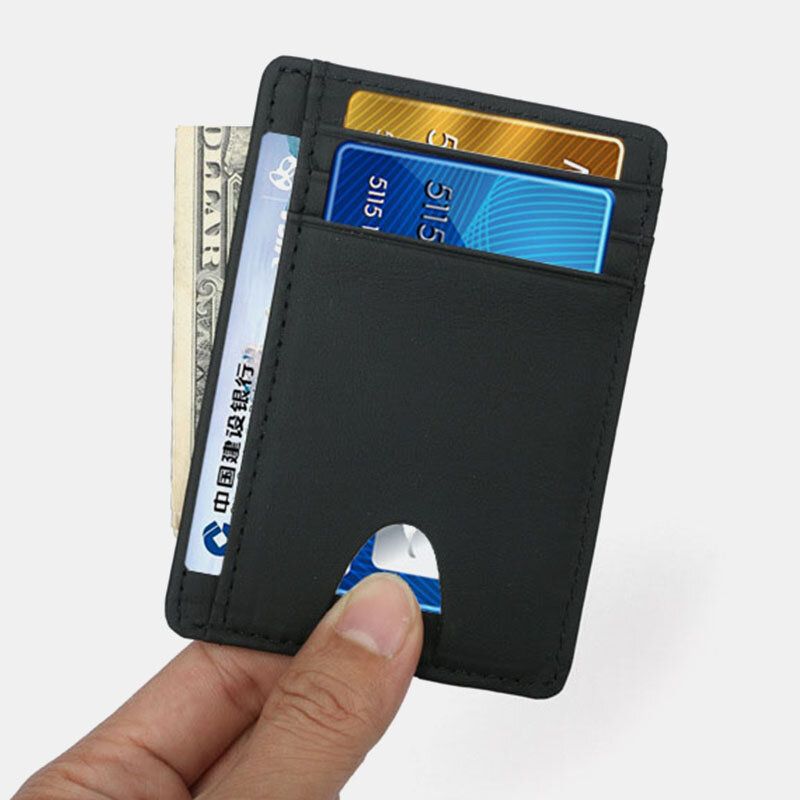 Portatarjetas De Cuero Genuino Para Mujeres Y Hombres Patrón De Fibra De Carbono Rfid Monedero Con Ranura Para Múltiples Tarjetas