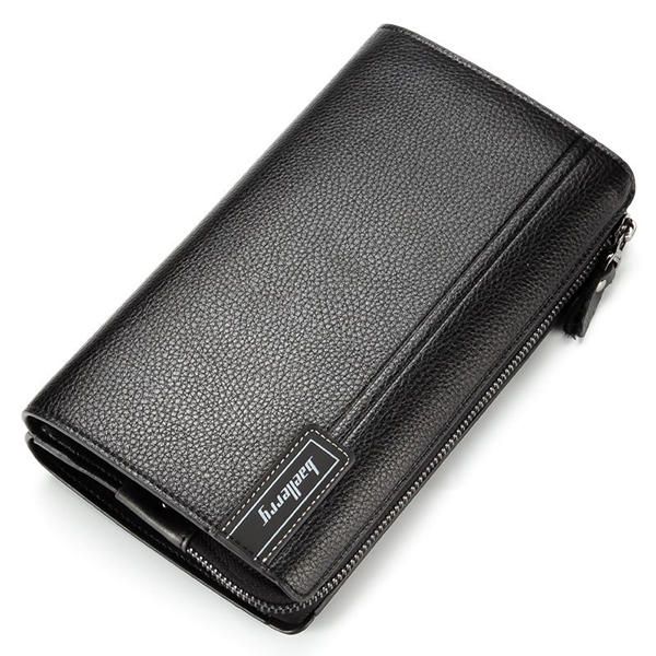 Pu Business Casual Zipper Clutch Bag 4 Cash Pockets Billetera Para Hombres