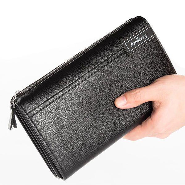 Pu Business Casual Zipper Clutch Bag 4 Cash Pockets Billetera Para Hombres