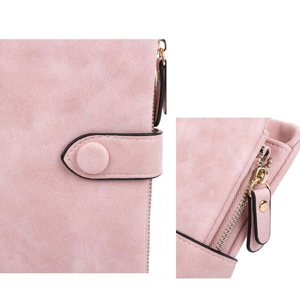 Retro Matte Buckle Ladies Wallet Billetera Titular De La Tarjeta Monedero