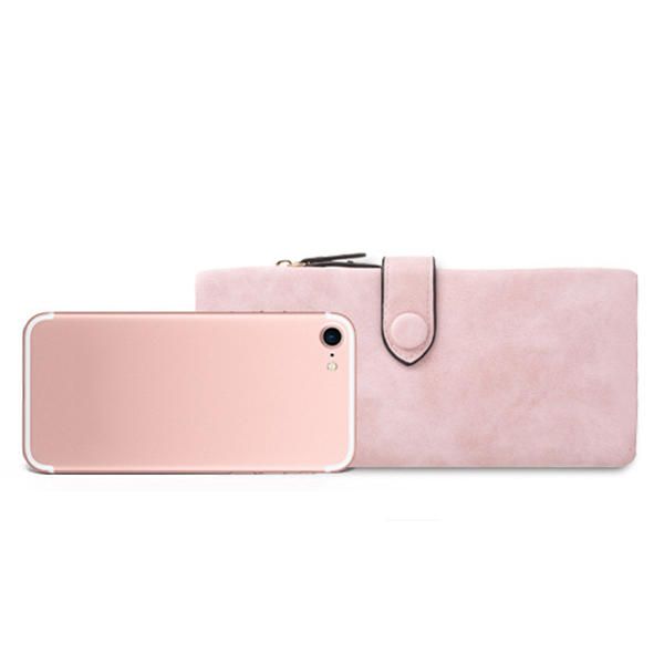 Retro Matte Buckle Ladies Wallet Billetera Titular De La Tarjeta Monedero