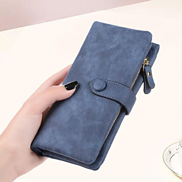 Retro Matte Buckle Ladies Wallet Billetera Titular De La Tarjeta Monedero