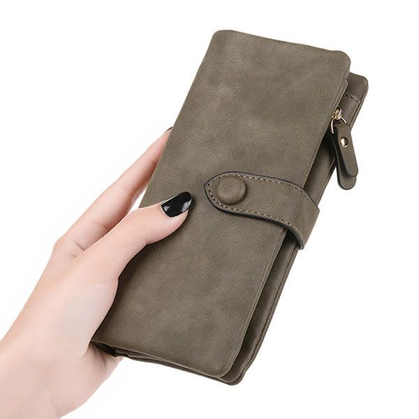 Retro Matte Buckle Ladies Wallet Billetera Titular De La Tarjeta Monedero