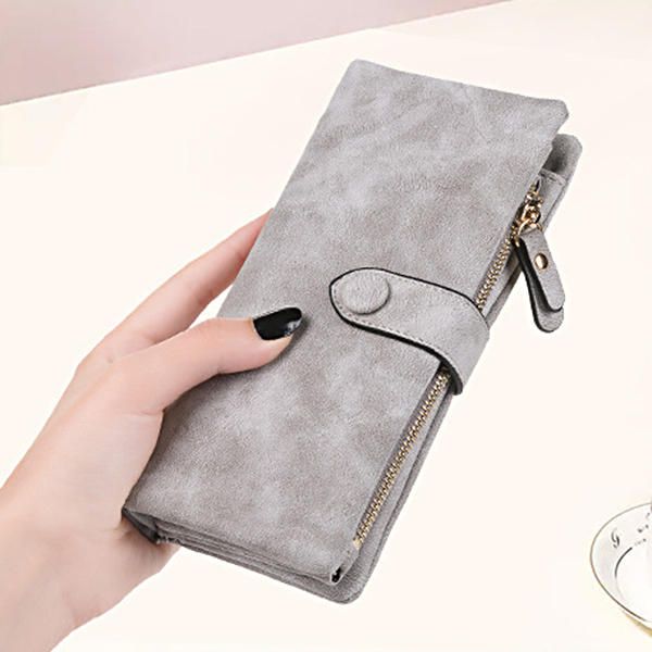 Retro Matte Buckle Ladies Wallet Billetera Titular De La Tarjeta Monedero