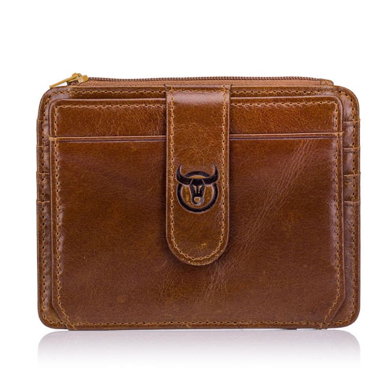 Rfid Antimagnético Bullcaptain Cartera Hombres Cuero Genuino Retro 10 Ranuras Para Tarjetas Titular De La Tarjeta Monedero