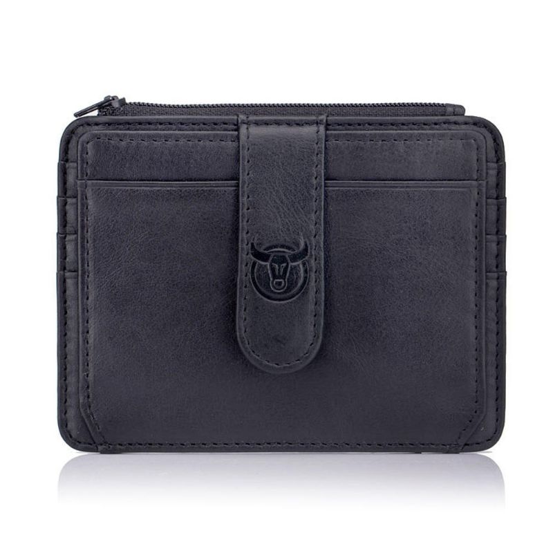 Rfid Antimagnético Bullcaptain Cartera Hombres Cuero Genuino Retro 10 Ranuras Para Tarjetas Titular De La Tarjeta Monedero