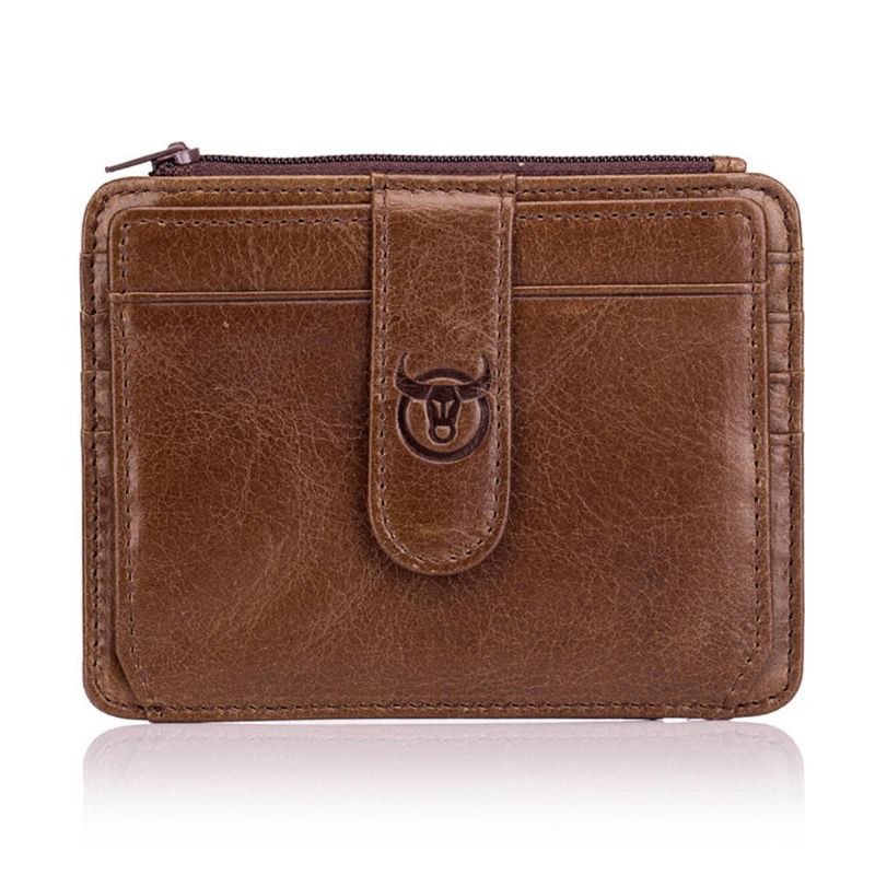 Rfid Antimagnético Bullcaptain Cartera Hombres Cuero Genuino Retro 10 Ranuras Para Tarjetas Titular De La Tarjeta Monedero