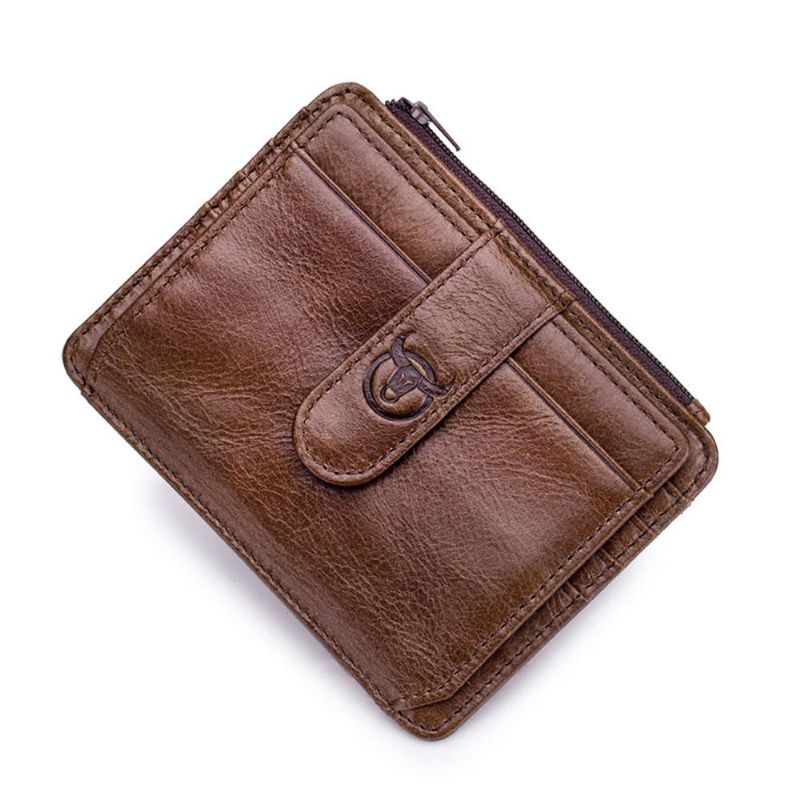 Rfid Antimagnético Bullcaptain Cartera Hombres Cuero Genuino Retro 10 Ranuras Para Tarjetas Titular De La Tarjeta Monedero