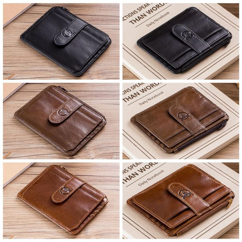 Rfid Antimagnético Bullcaptain Cartera Hombres Cuero Genuino Retro 10 Ranuras Para Tarjetas Titular De La Tarjeta Monedero