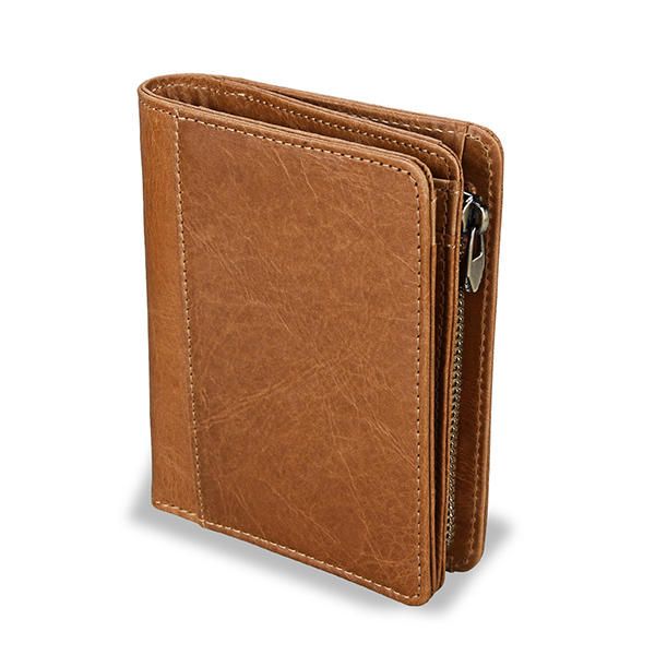 Rfid Blocking Hombre Bifold Wallet Cuero Genuino Vintage Slim Card Holder Money Bag