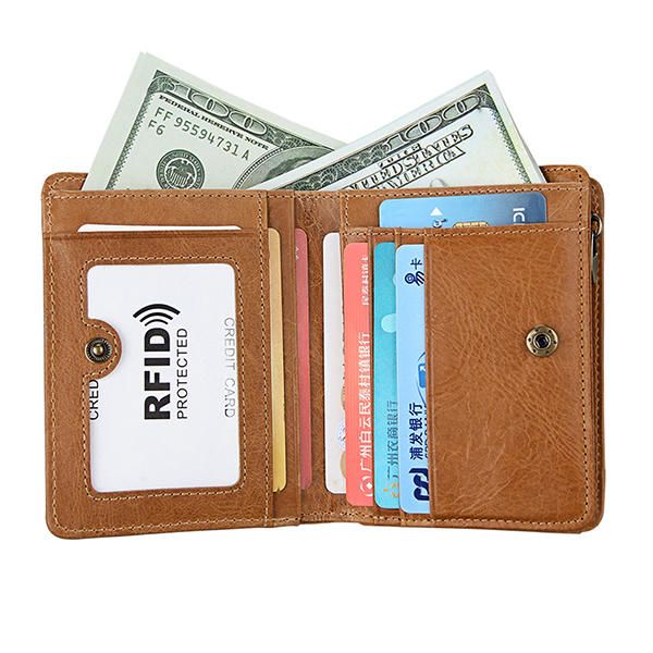 Rfid Blocking Hombre Bifold Wallet Cuero Genuino Vintage Slim Card Holder Money Bag