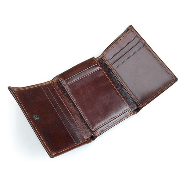 Rfid Bloqueo De Cuero Genuino Ranuras Para Tarjetas Múltiples Vintage Cartera Triple Para Hombres