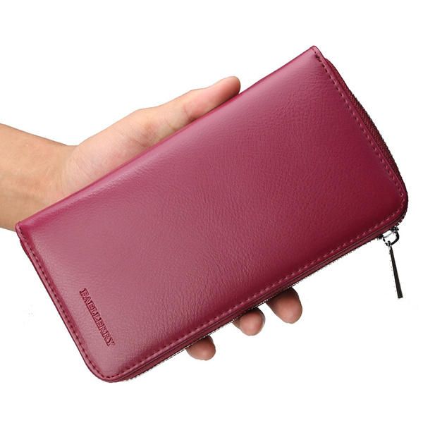 Rfid Mujer Cuero Genuino 36 Ranura Para Tarjeta Gran Capacidad Casual Monedero Para Teléfono Cartera Sólida