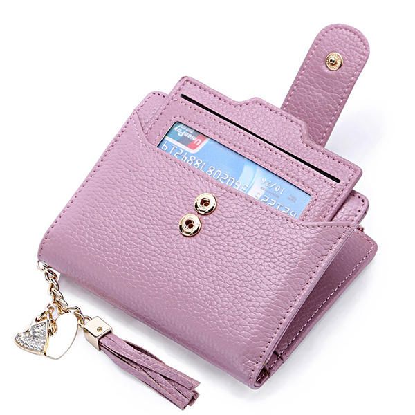 Tassel Leather Genuine Multi Slot Small Wallet Tarjetero Monedero Para Mujer