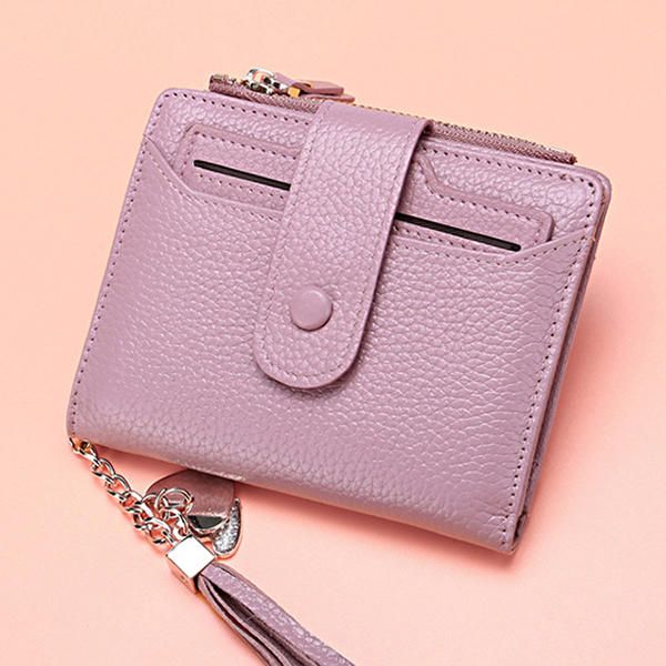 Tassel Leather Genuine Multi Slot Small Wallet Tarjetero Monedero Para Mujer