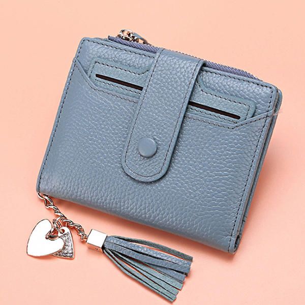 Tassel Leather Genuine Multi Slot Small Wallet Tarjetero Monedero Para Mujer