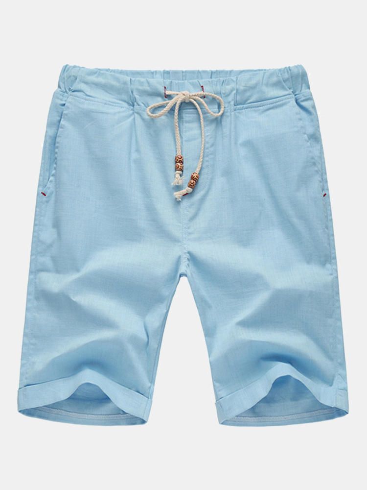 8 Colores Para Hombre Pantalones Cortos De Cintura Elástica De Ocio Pantalones Cortos Deportivos De Playa De Color Puro