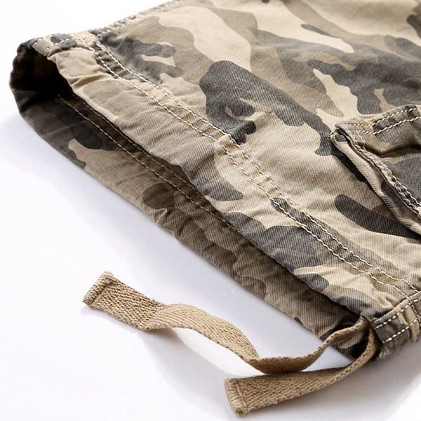 Camuflaje Big Multi Pocket Summer Pantalones Cortos De Carga De Algodón Sueltos Talla 30-40