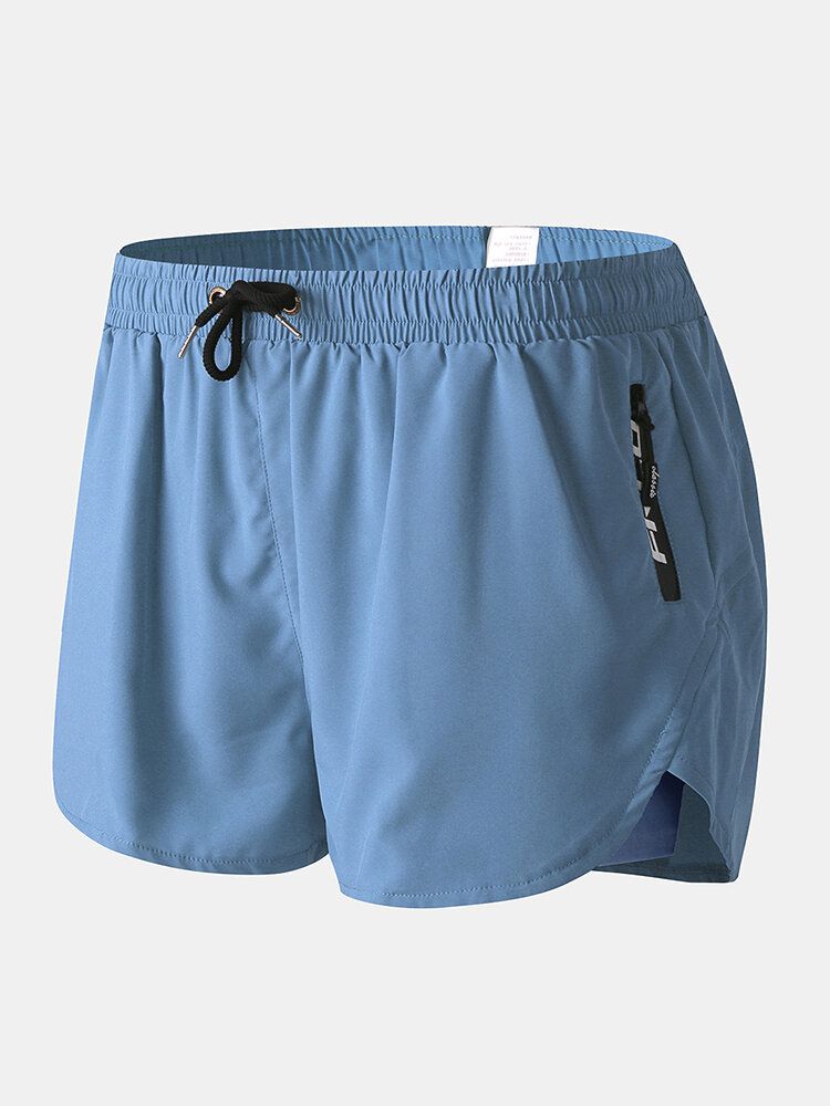 Hombres Deportes Pantalones Cortos De Bicicleta Con Cordón De Humedad Transpirable Forro De Malla Bolsillo Con Cremallera Mini Pantalones Cortos