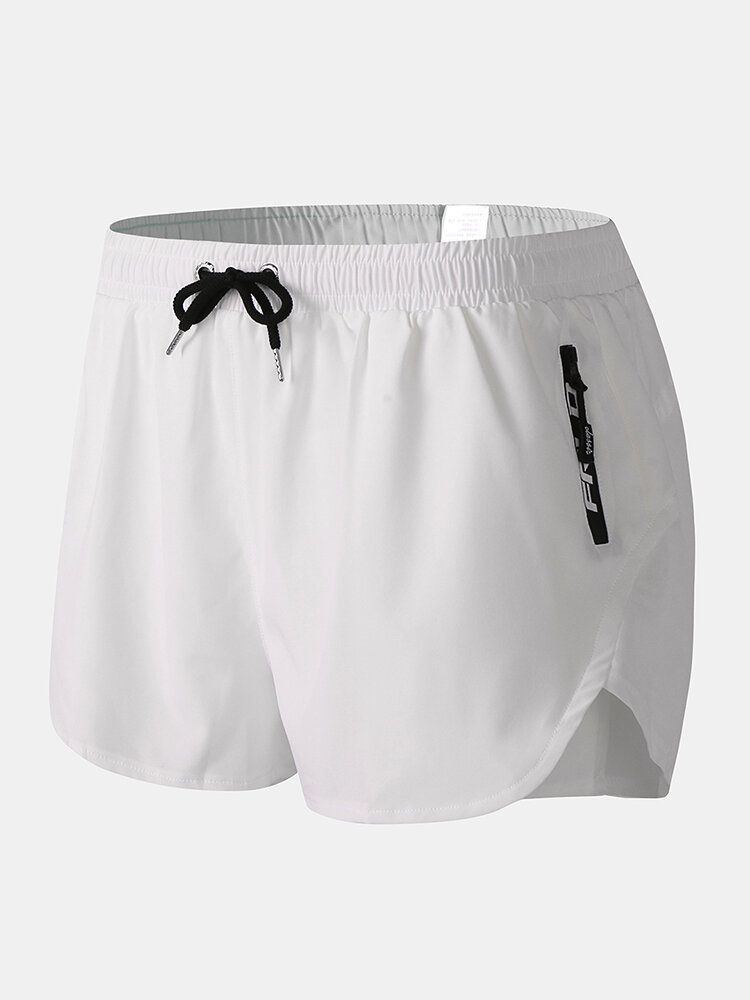 Hombres Deportes Pantalones Cortos De Bicicleta Con Cordón De Humedad Transpirable Forro De Malla Bolsillo Con Cremallera Mini Pantalones Cortos